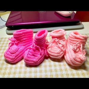 Grandma’s handmade baby girl socks boots